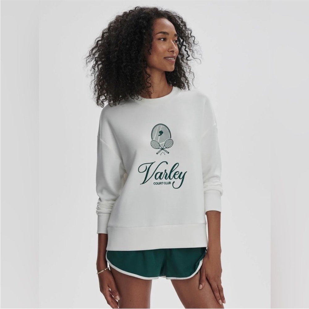NWT Varley Women's Rasco Namesake White Forest Crew Neck Sweater - Picture 3 of 9